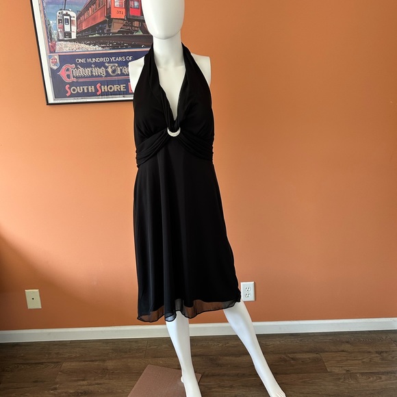 DJ-JAZ black silky halter style cocktail dress - Picture 1 of 10